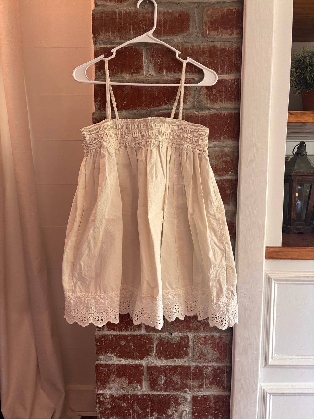 Eyelet trim tunic top
